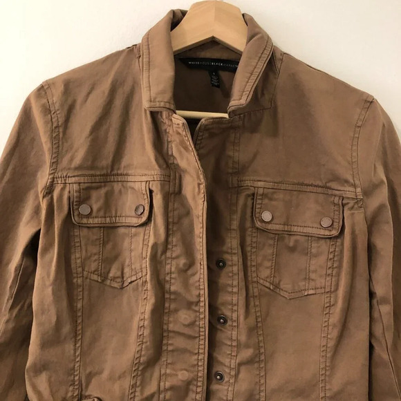 3/$25 ❥ White House Black Market Cargo Cotton Jacket Anorak Light Brown Size 4 - Picture 2 of 9